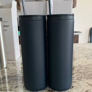 Matte Black Slim Stainless Tumblers - Set of 2